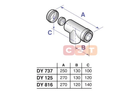 DY125  Тройник с лючком для ревизии (диам. 80/125мм, PPS)